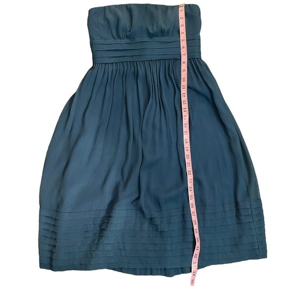 J Crew Strapless Deep Turquoise Silk Crepe Dress Sz 6 - Picture 13 of 14